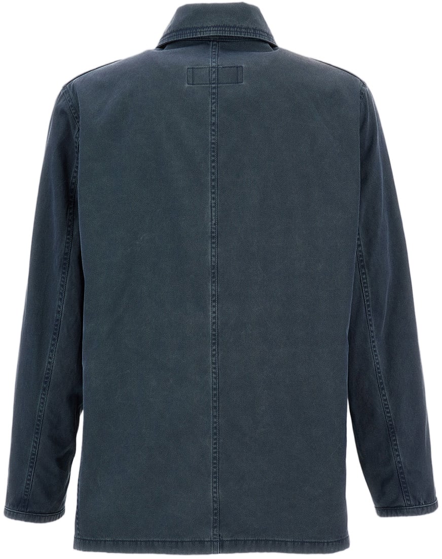 Fay Iconic 4 Ganci Resinated Cotton Twill Jacket Blauw