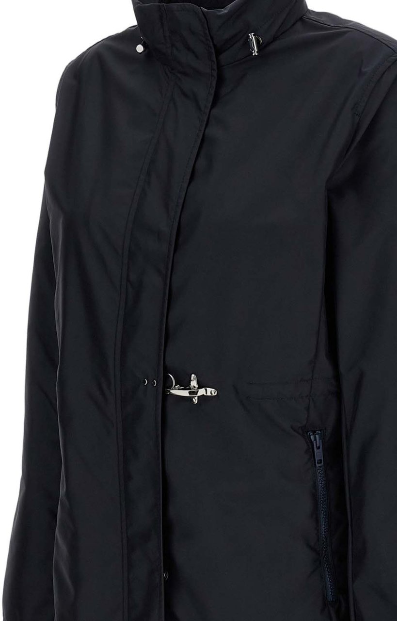 Fay Versatile Baltic Blue Jacket with Adjustable Closure Zwart