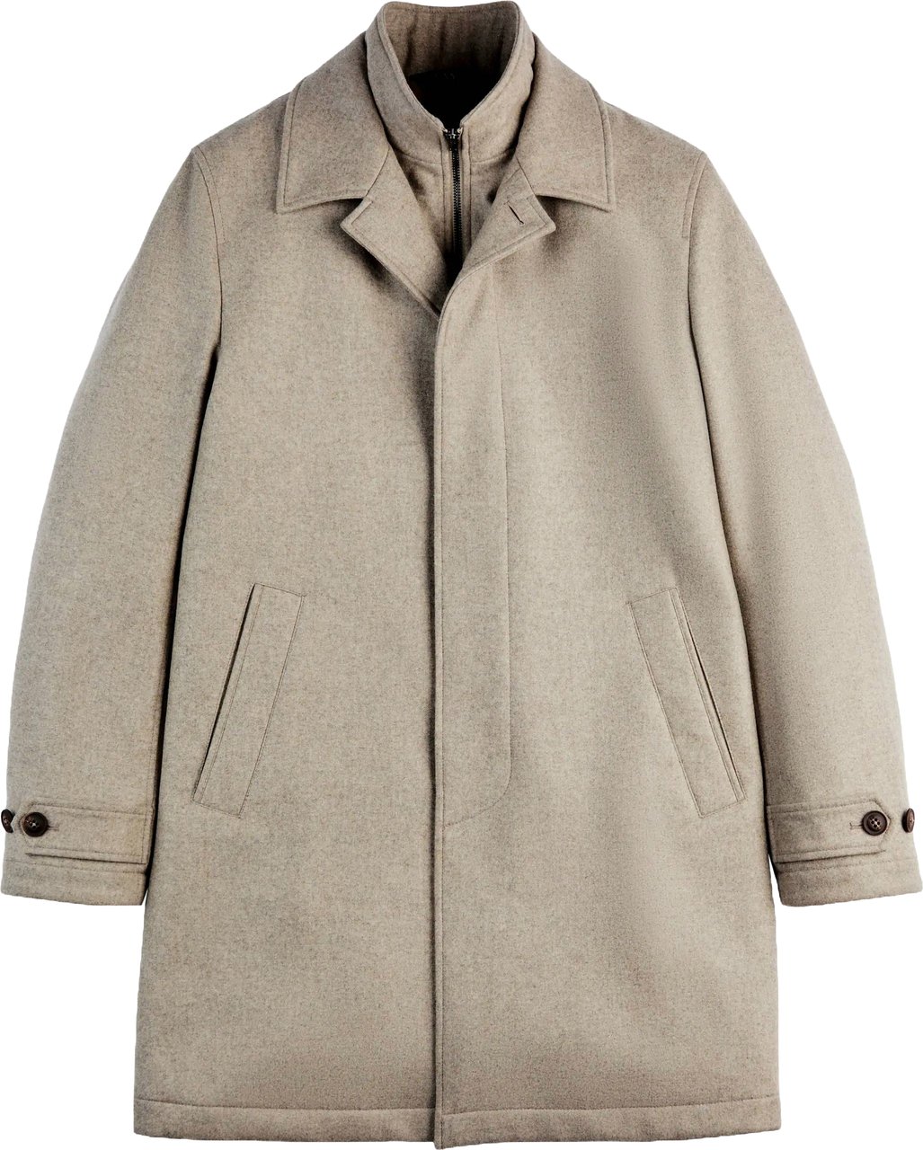 Fay Double-Breasted Virgin Wool Coat With Tailored Silhouette Grijs