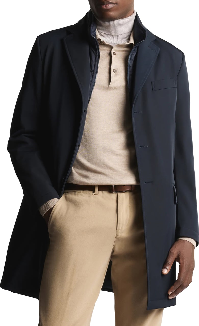 Fay Tailored Blue Stretch Db Coat Zwart