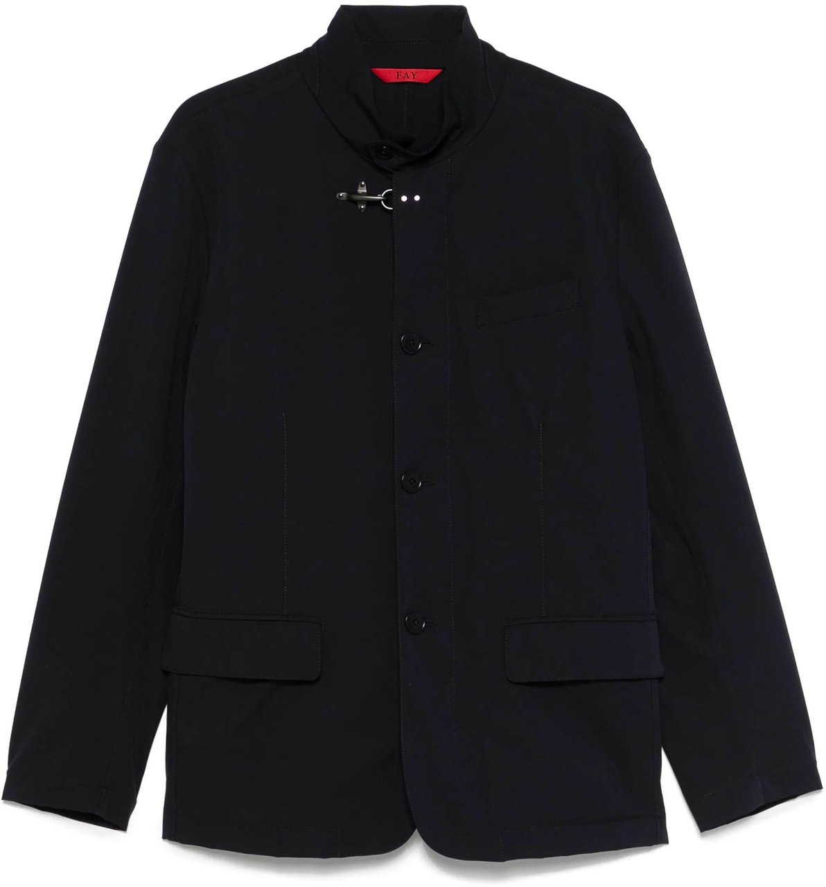 Fay Duty Jacket High Stand Collar Clasp Zwart