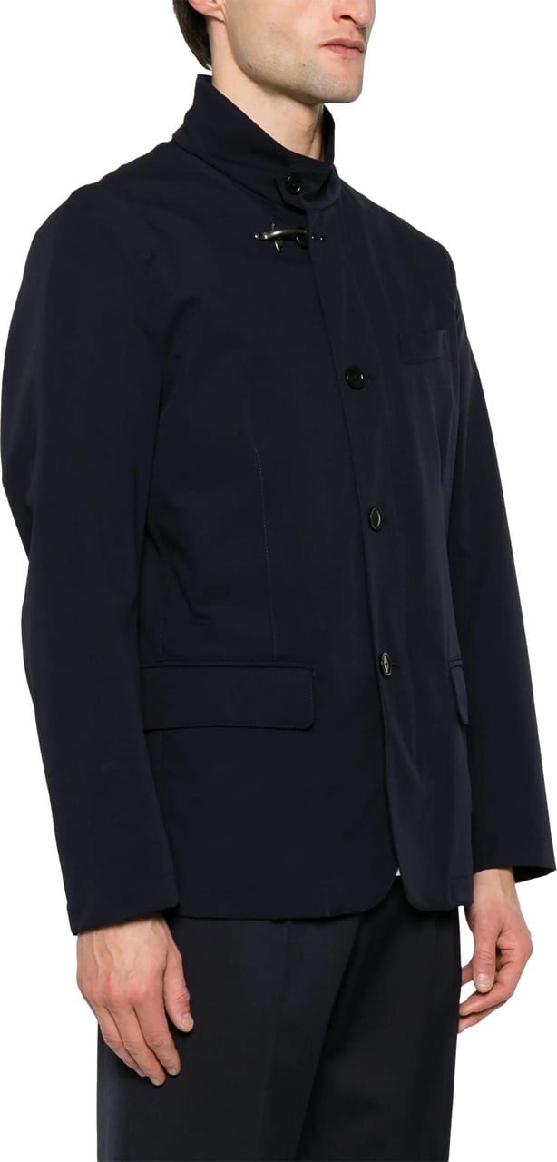 Fay Duty Jacket High Stand Collar Clasp Zwart