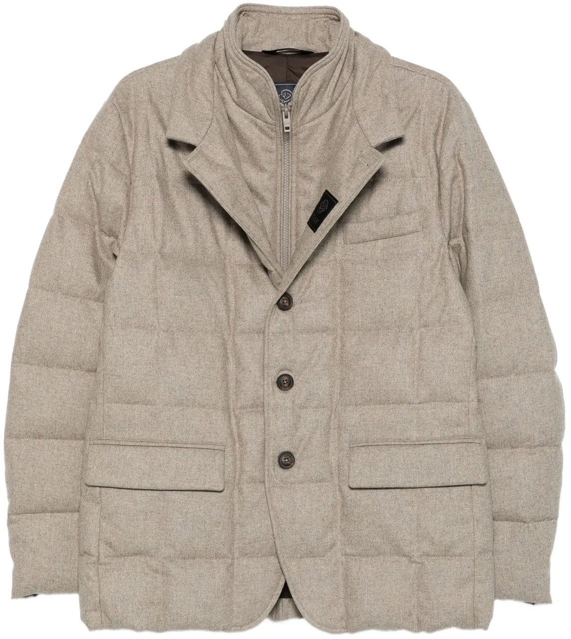 Fay Double-Breasted Quilted Padded Grid Stitch Jacket Grijs