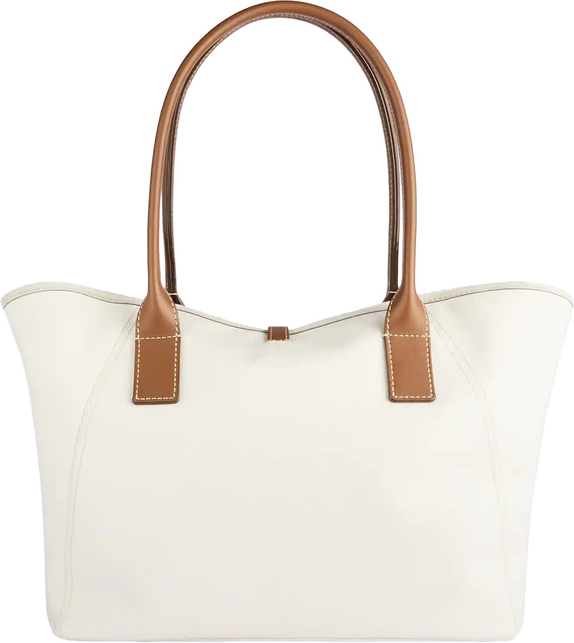 Fay Structured White Tote Brown Leather Trim Neutraal