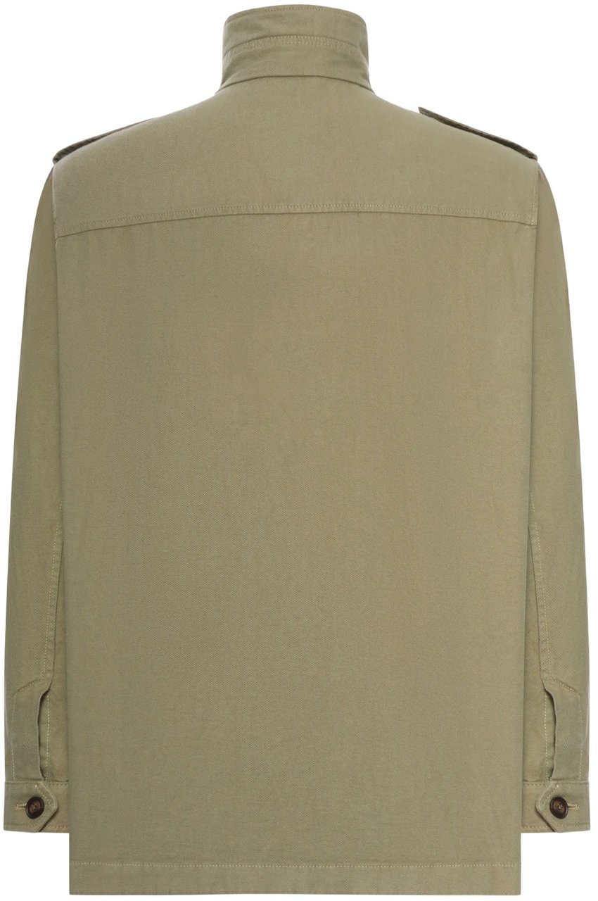Fay Structured Neutral High Stand Collar Jacket Groen