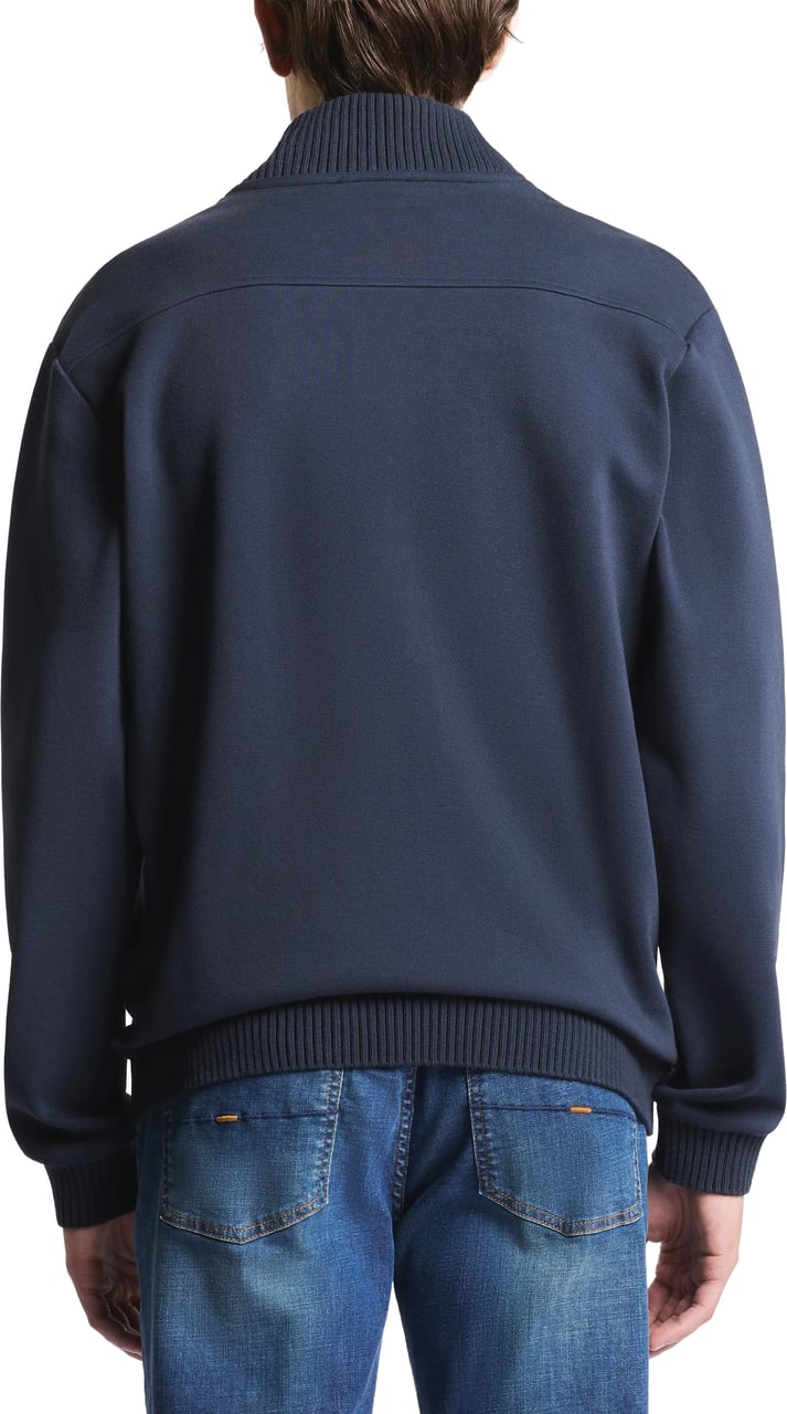 Fay Navy Blue Bomber Ribbed Detail Jacket Zwart