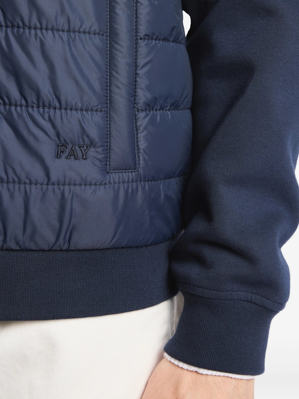 Fay Quilted Front Panel Smooth Fabric Jacket Blauw