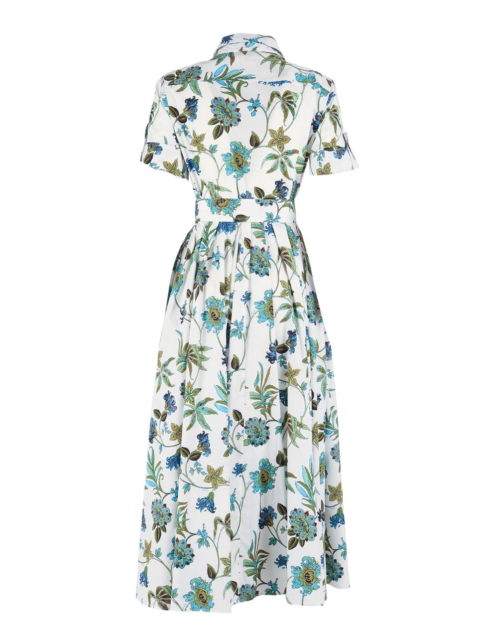 Fay Floral Print Pleated Midi Shirt Dress Grijs