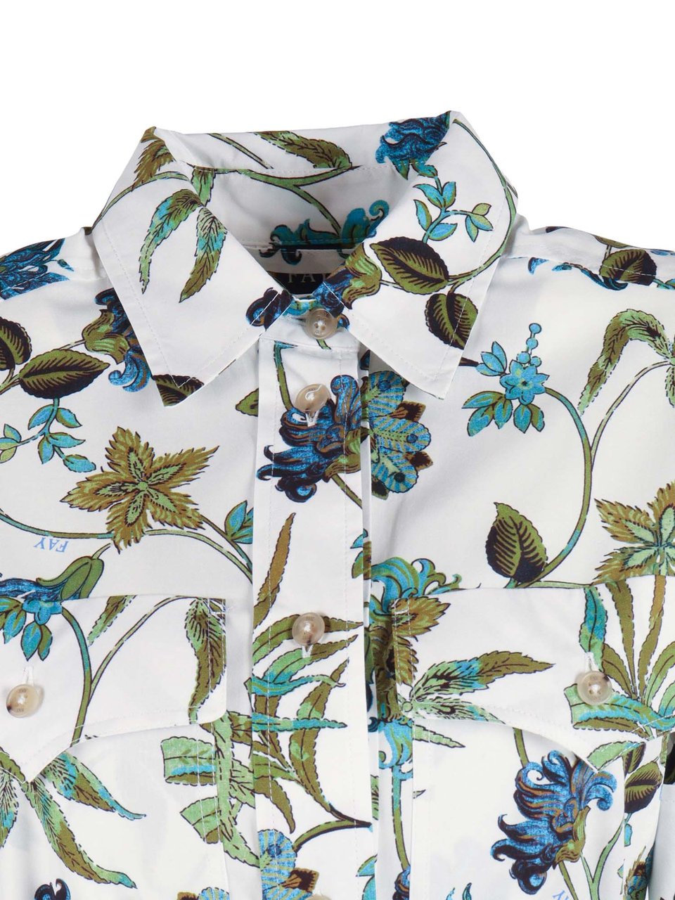 Fay Floral Print Pleated Midi Shirt Dress Grijs