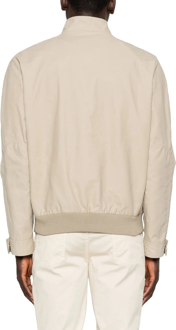 Fay Light Beige Bomber Stand Collar Jacket Neutraal