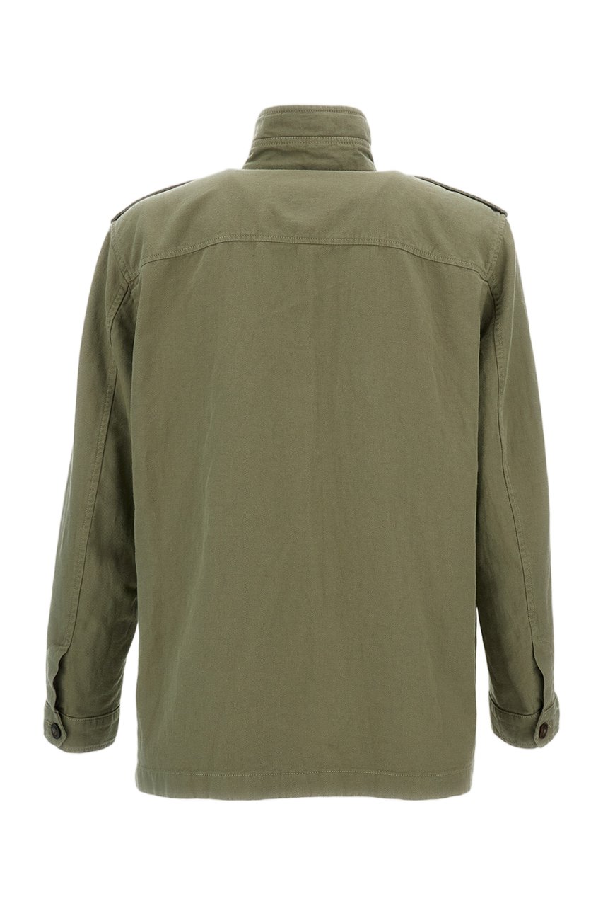 Fay Washed Cotton and Linen Explorer Field Jacket with Iconic Metal Hook Groen