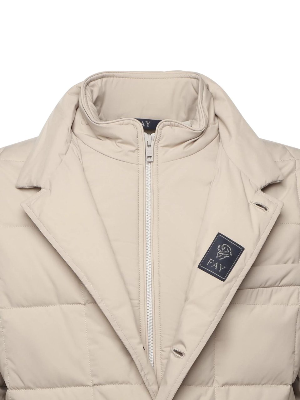 Fay Quilted Short Coat With Double-Breasted Front And Pockets Neutraal