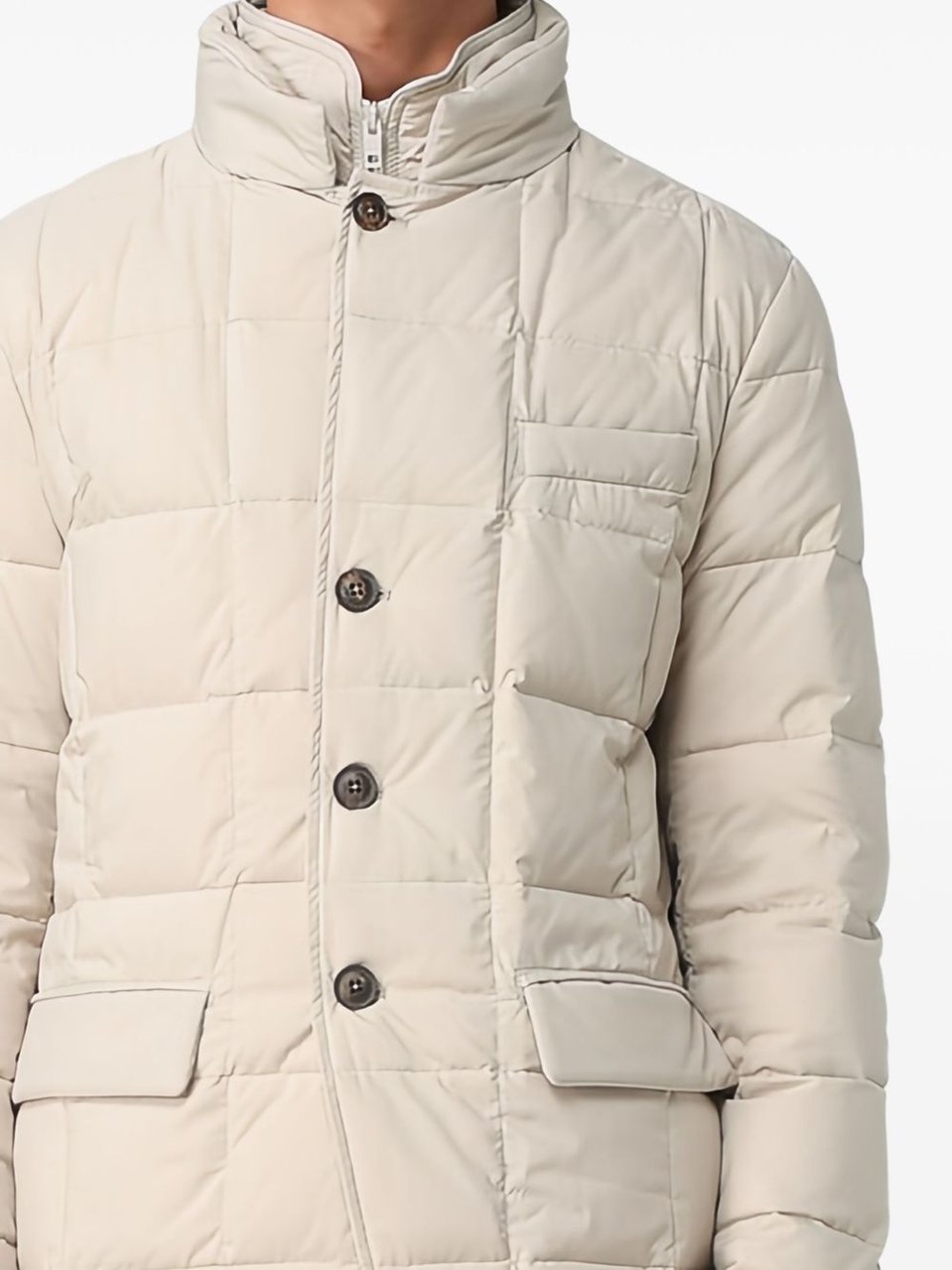 Fay Quilted Short Coat With Double-Breasted Front And Pockets Neutraal