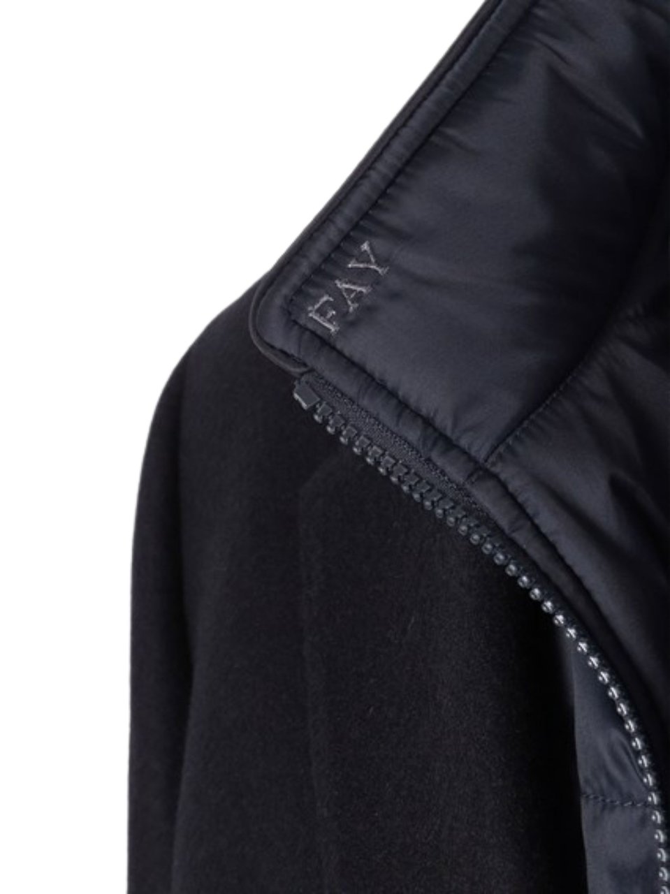 Fay Layered Wool Coat With Button Fastening And Flap Pockets Zwart