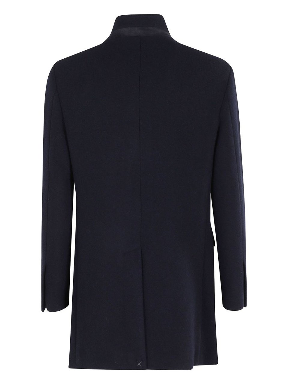 Fay Dark Blue Long Buttoned Coat Zwart