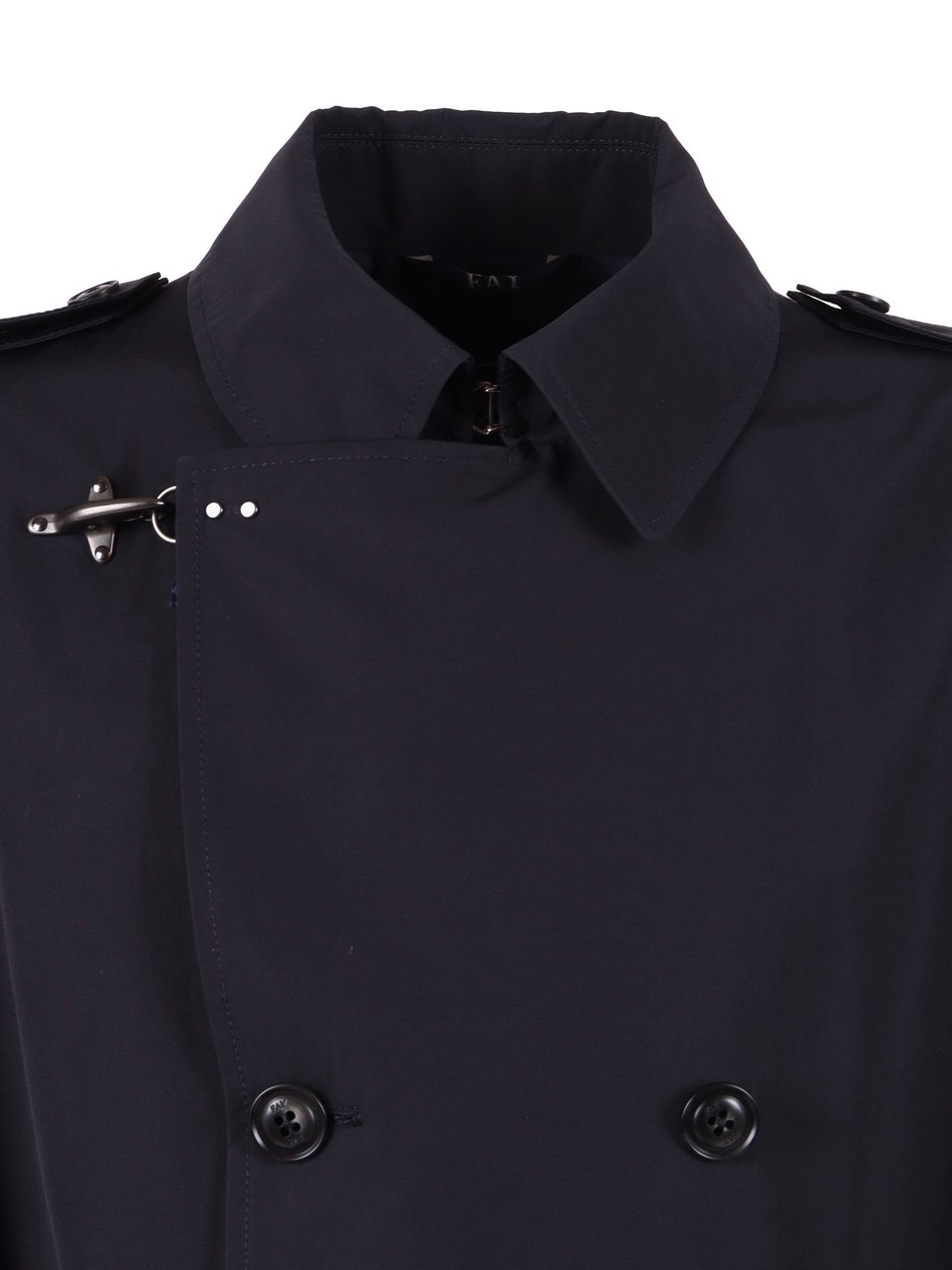 Fay Trench Regular Fit Double Breasted Trench Coat Zwart