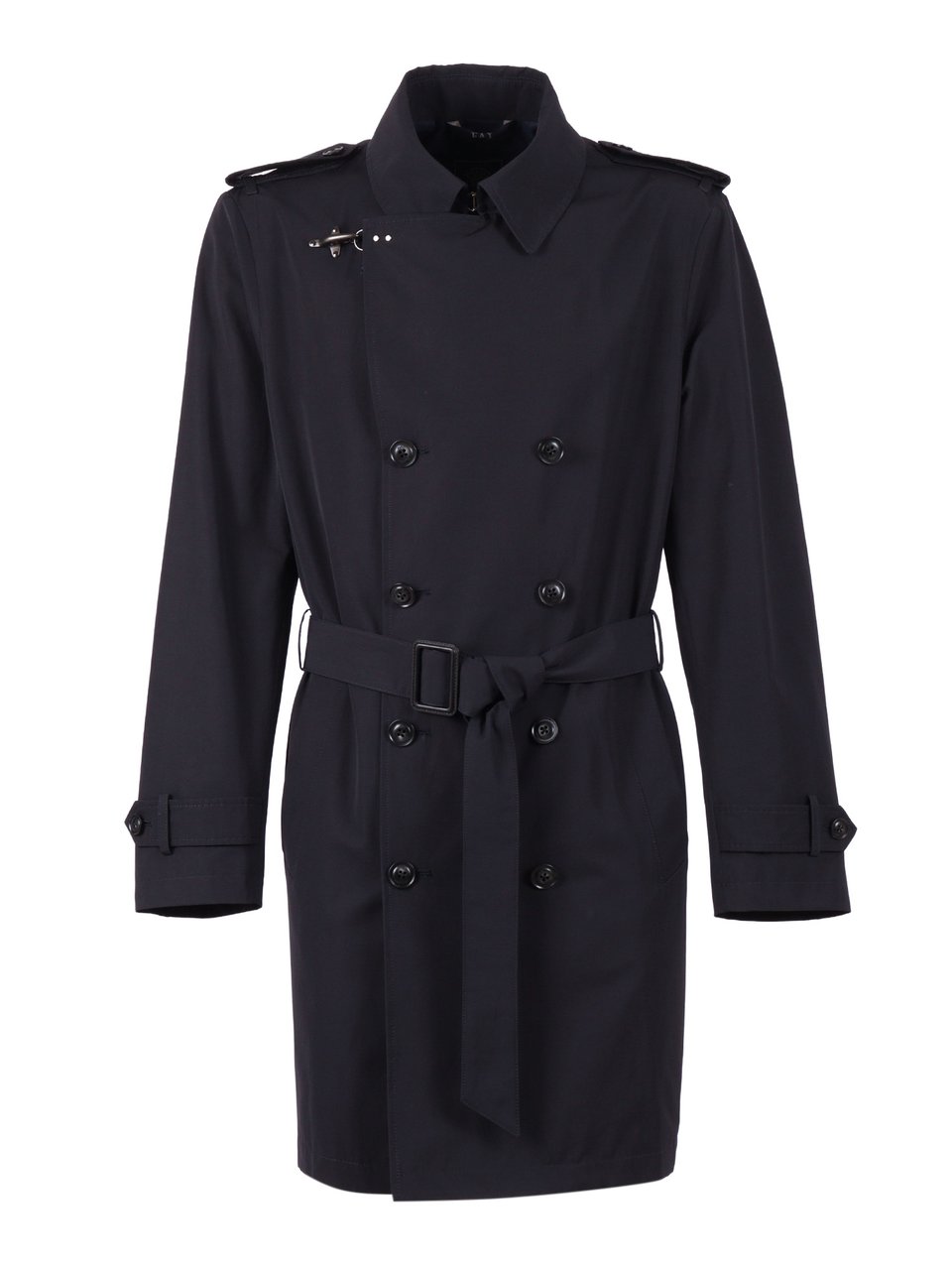 Fay Trench Regular Fit Double Breasted Trench Coat Zwart