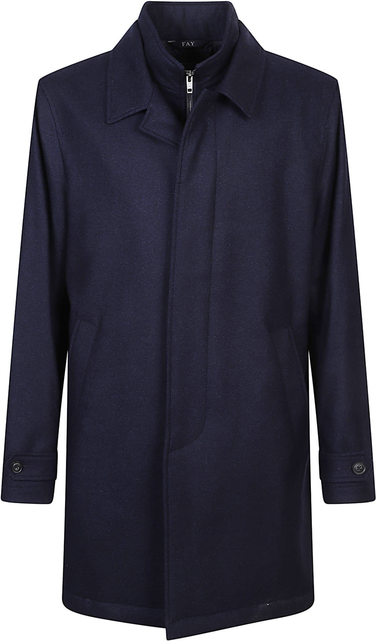 Fay Easy Morning Double Front Peacoat Blue Blauw