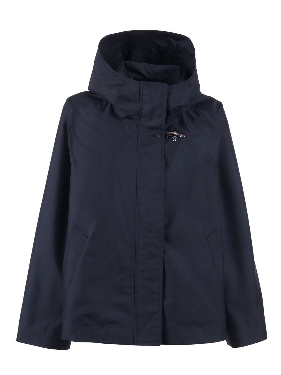 Fay Boxy Cropped High Collar Hooded Jacket Neutraal