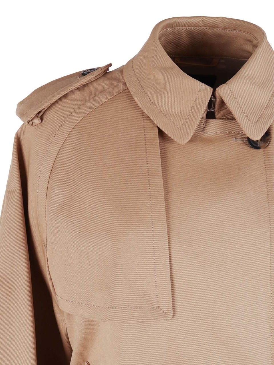 Fay Boxy Brown Trench Elbow-Length Sleeve Jacket Neutraal