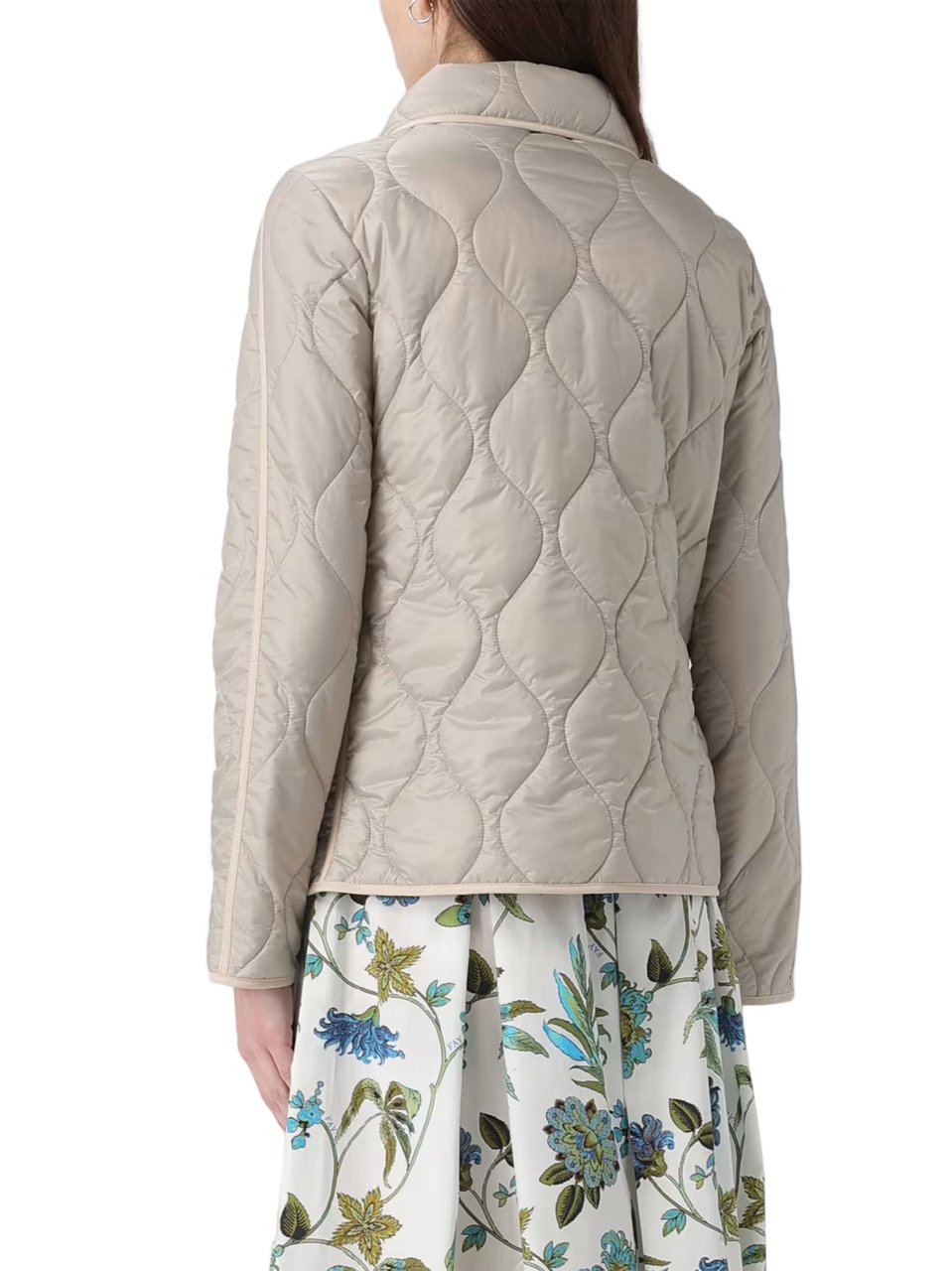 Fay Quilted Neutral Wave Stitched Toggle Jacket Grijs