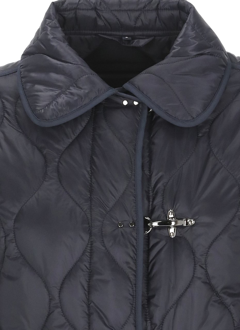 Fay Blue Quilted Hook-Fastening Jacket Grijs