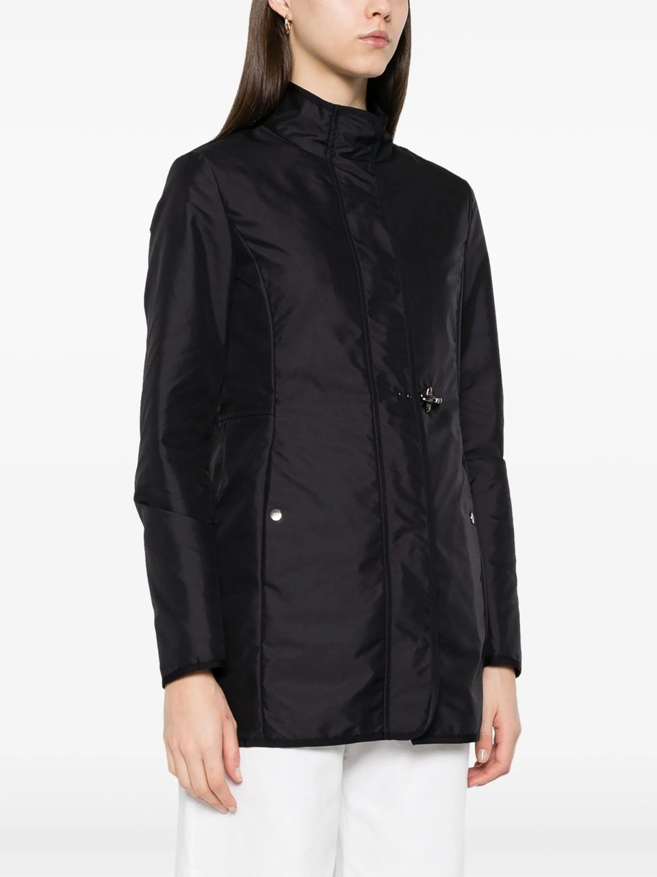 Fay Easy Virginia High Collar Dual Closure Coat Zwart