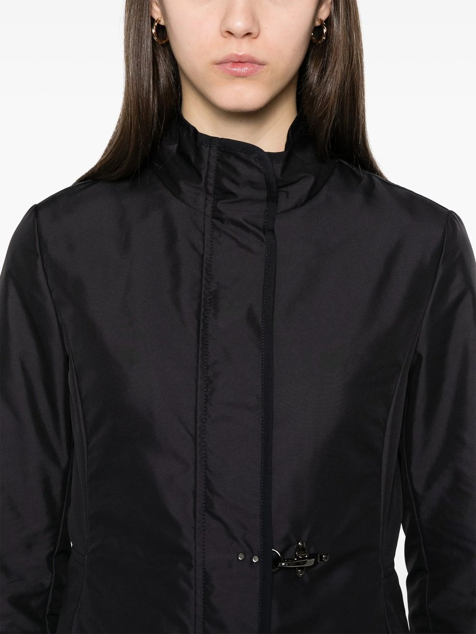 Fay Easy Virginia High Collar Dual Closure Coat Zwart