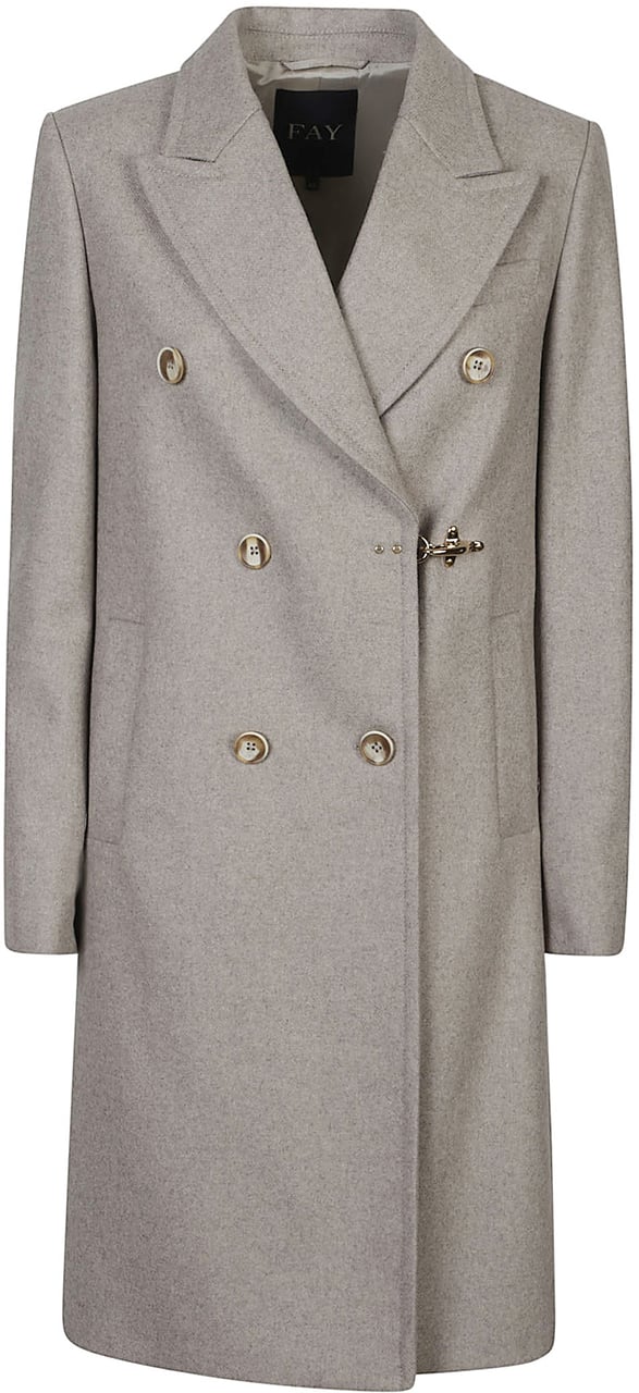Fay Double Breasted Coat Nude & Neutrals Beige