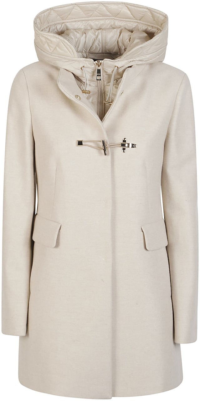 Fay Toggle Double Front Coat White Wit