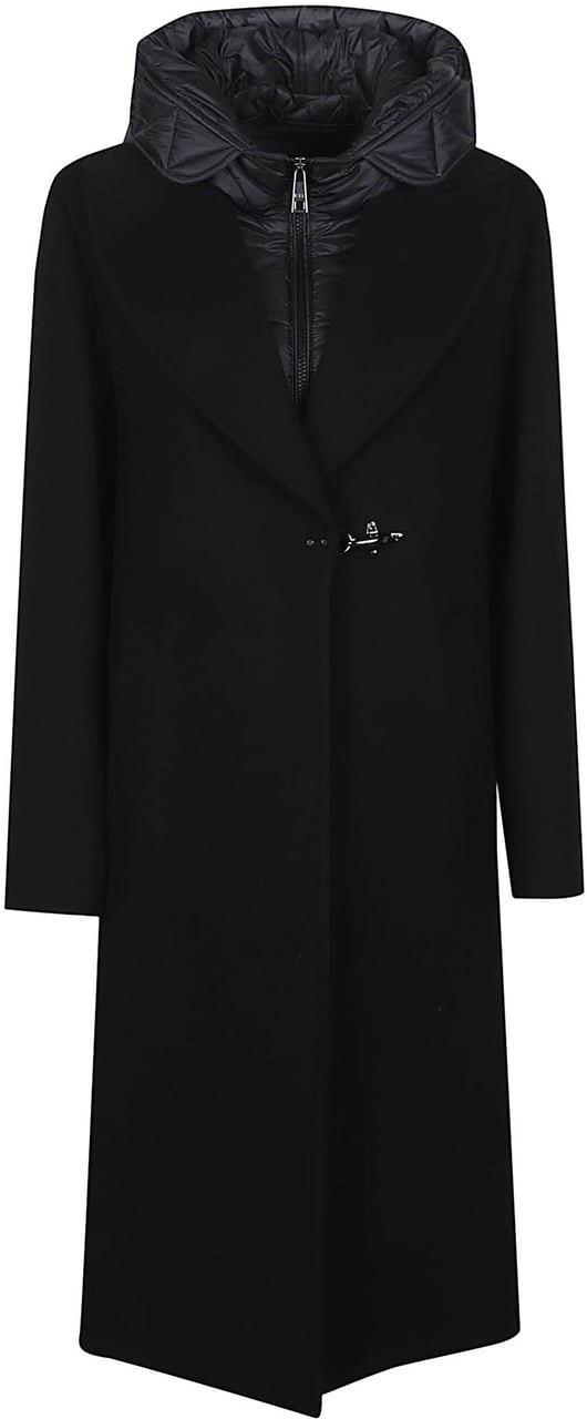 Fay Double Front Coat Black Zwart
