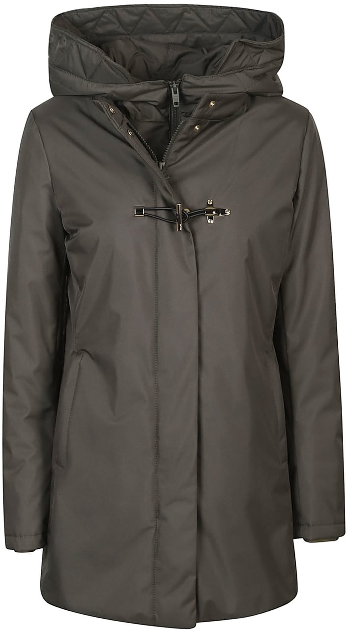 Fay Double Front Toggle Coat Green Groen
