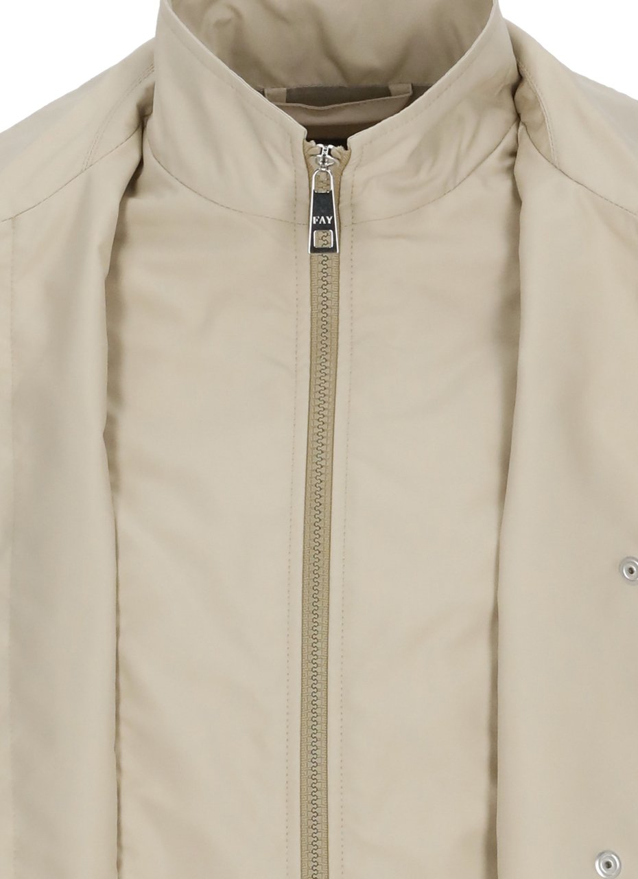 Fay Beige Waterproof Buttoned Jacket Neutraal