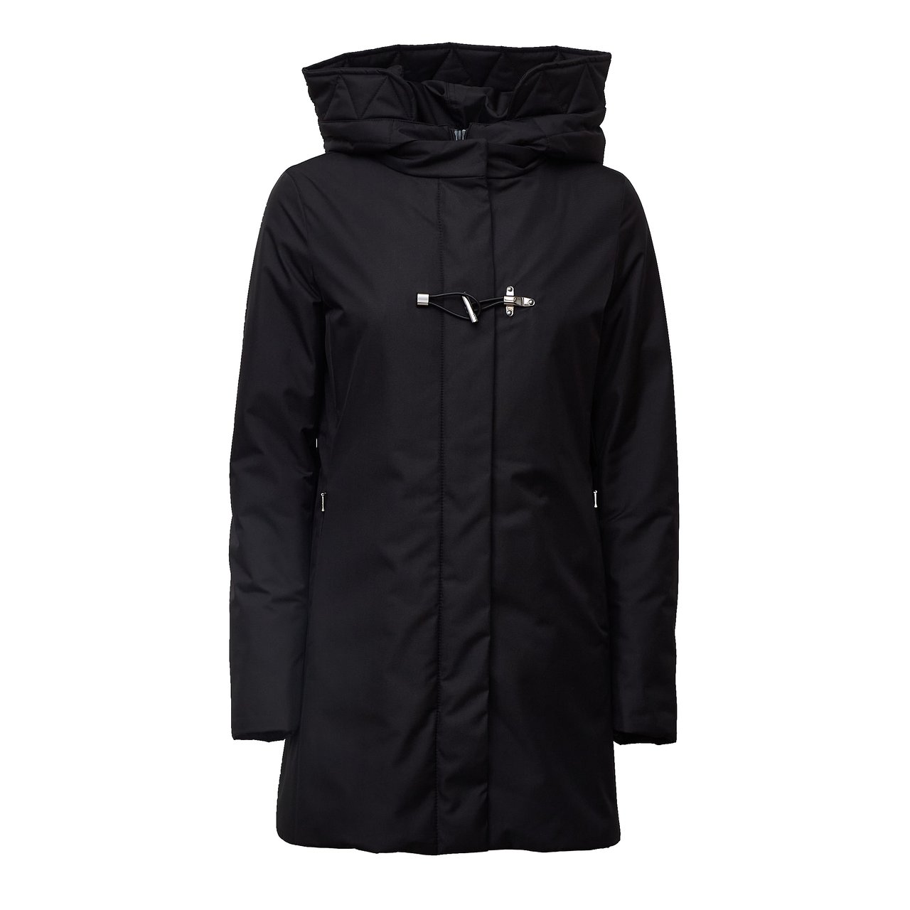 Fay Toggle Closure Microfiber Gabardine Coat Zwart
