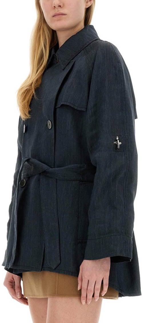 Fay Short Trench Coat Zwart