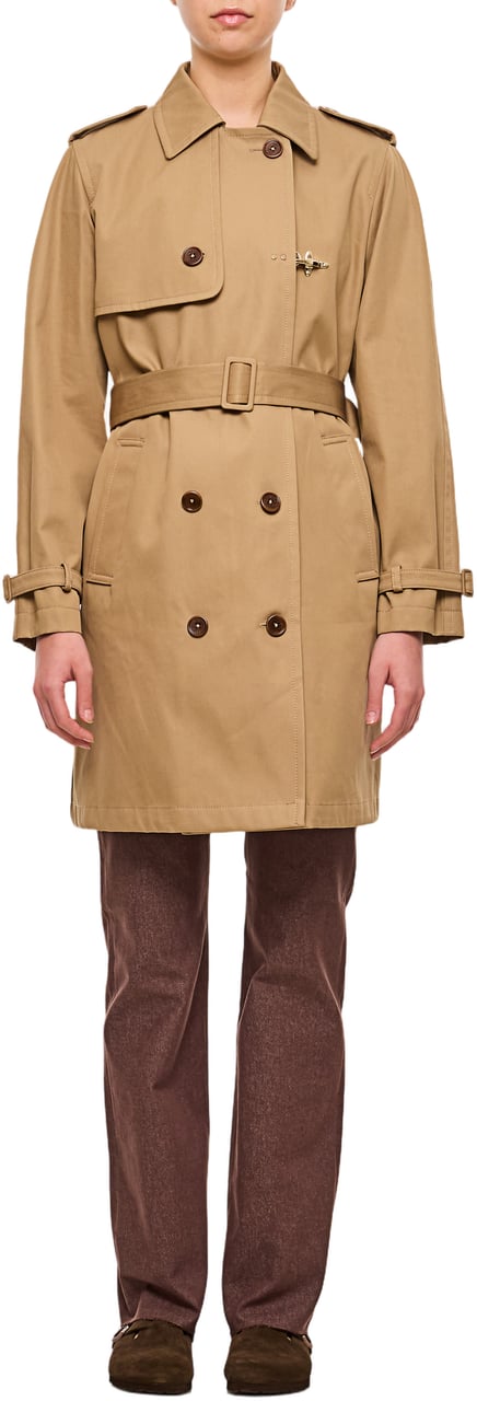 Fay Double-Breasted Trench Coat With Adjustable Straps And Classic Design Neutraal