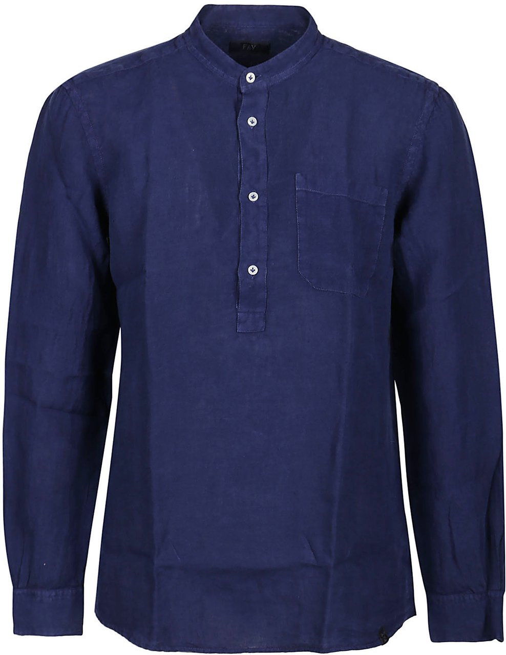 Fay Korean Collar Shirt Blue Blauw