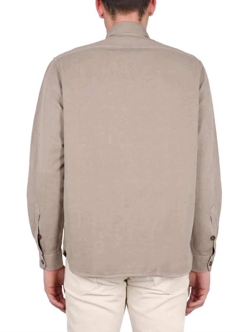 Fay Textured Cotton-Linen Shirt With Classic Collar Bruin