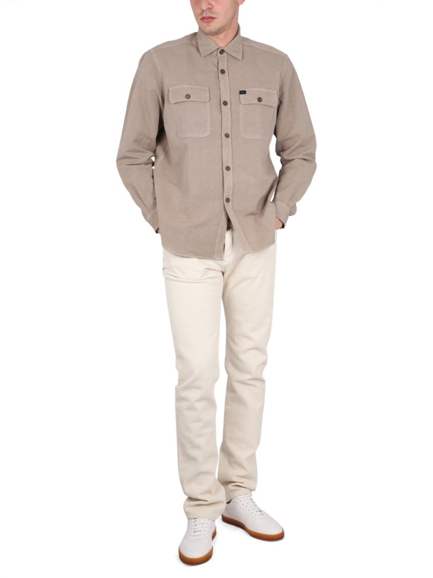 Fay Textured Cotton-Linen Shirt With Classic Collar Bruin