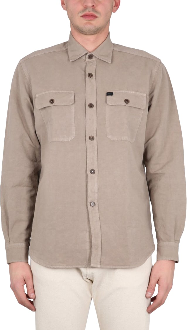 Fay Textured Cotton-Linen Shirt With Classic Collar Bruin