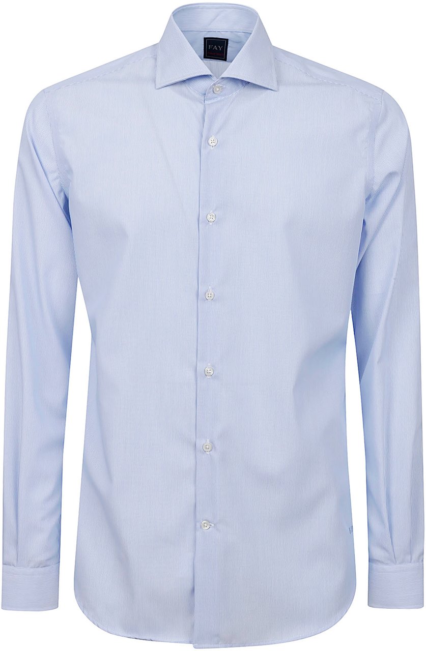 Fay Shirts Bianco Azzurro Blauw