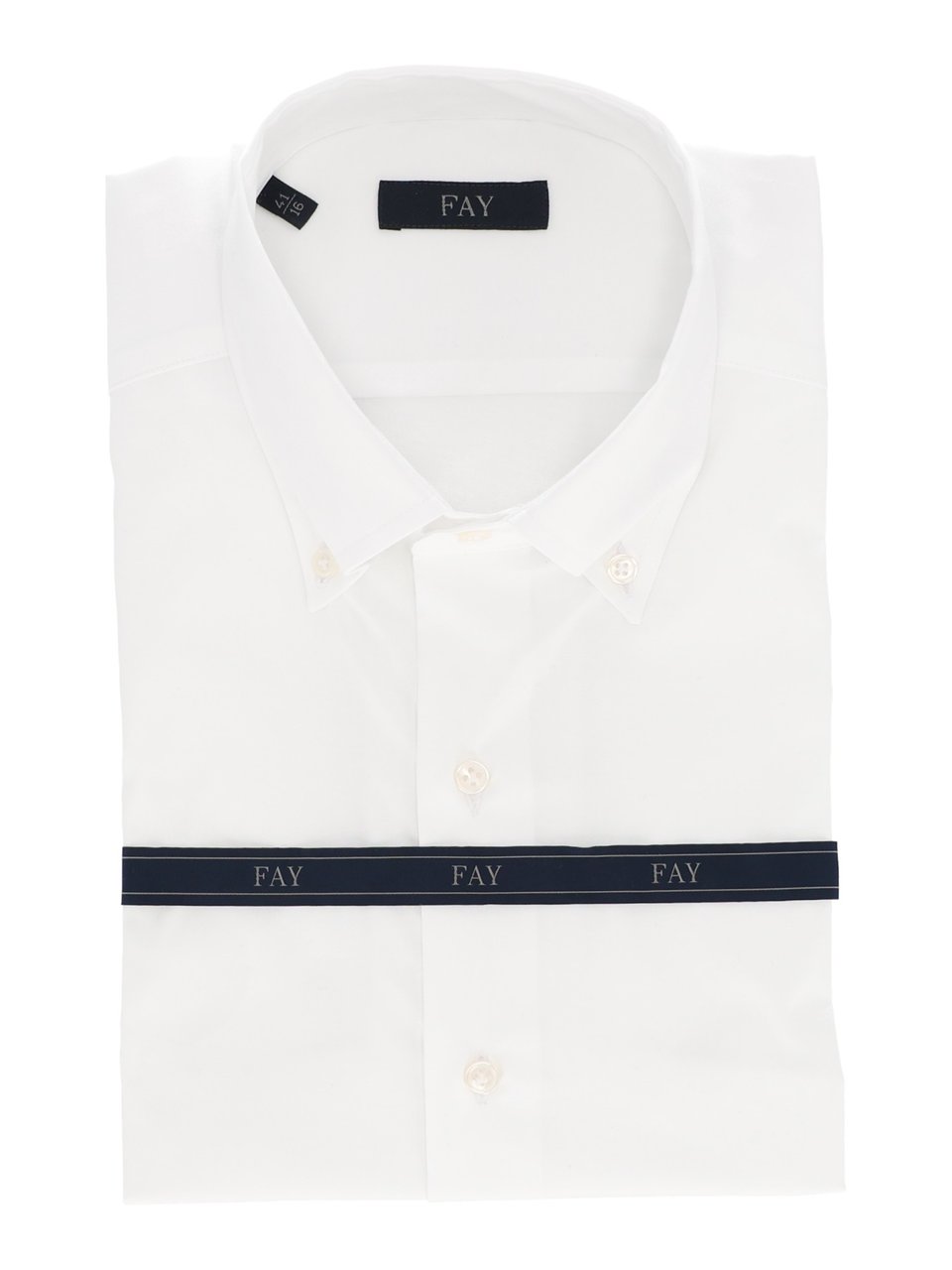 Fay Button Down Stretch Cotton Shirt Wit