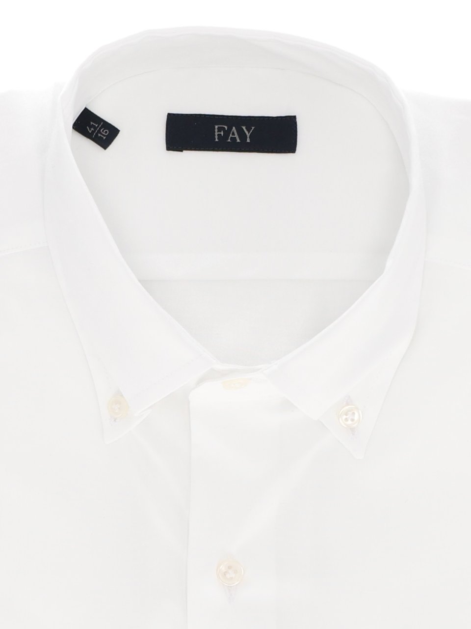 Fay Button Down Stretch Cotton Shirt Wit