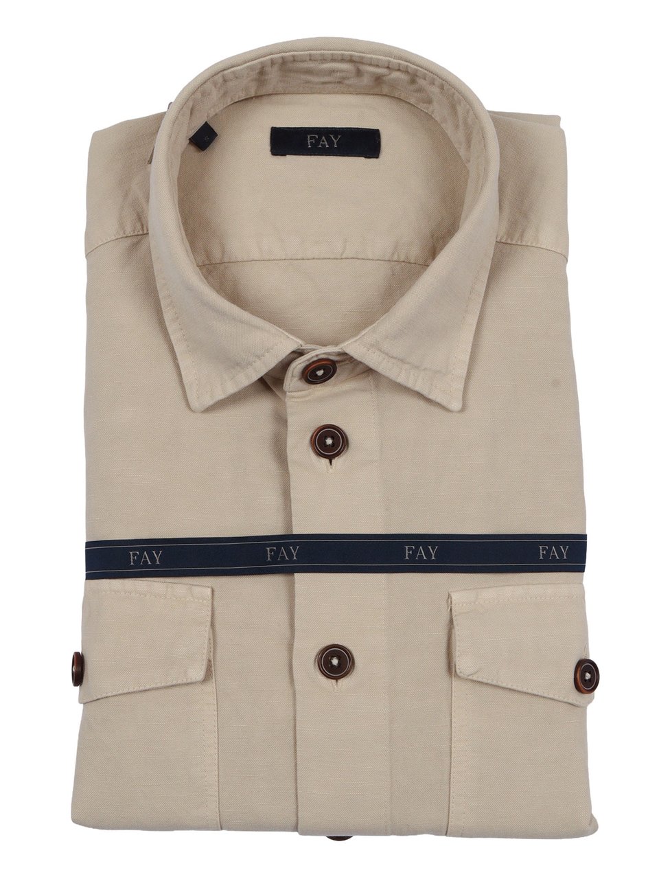 Fay Beige Tasconata Over Shirt Jacket Neutraal