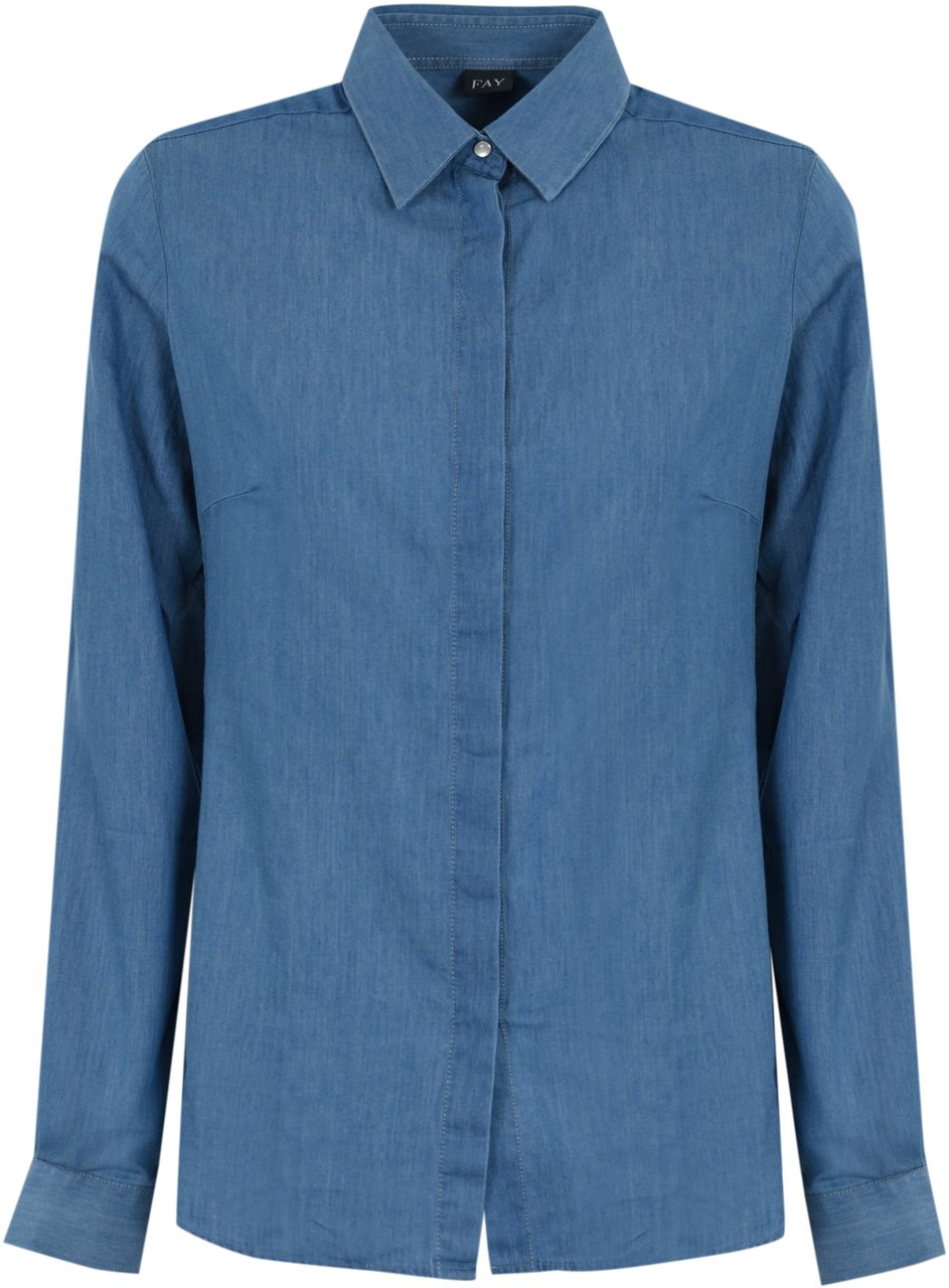 Fay Shirts Denim Blauw