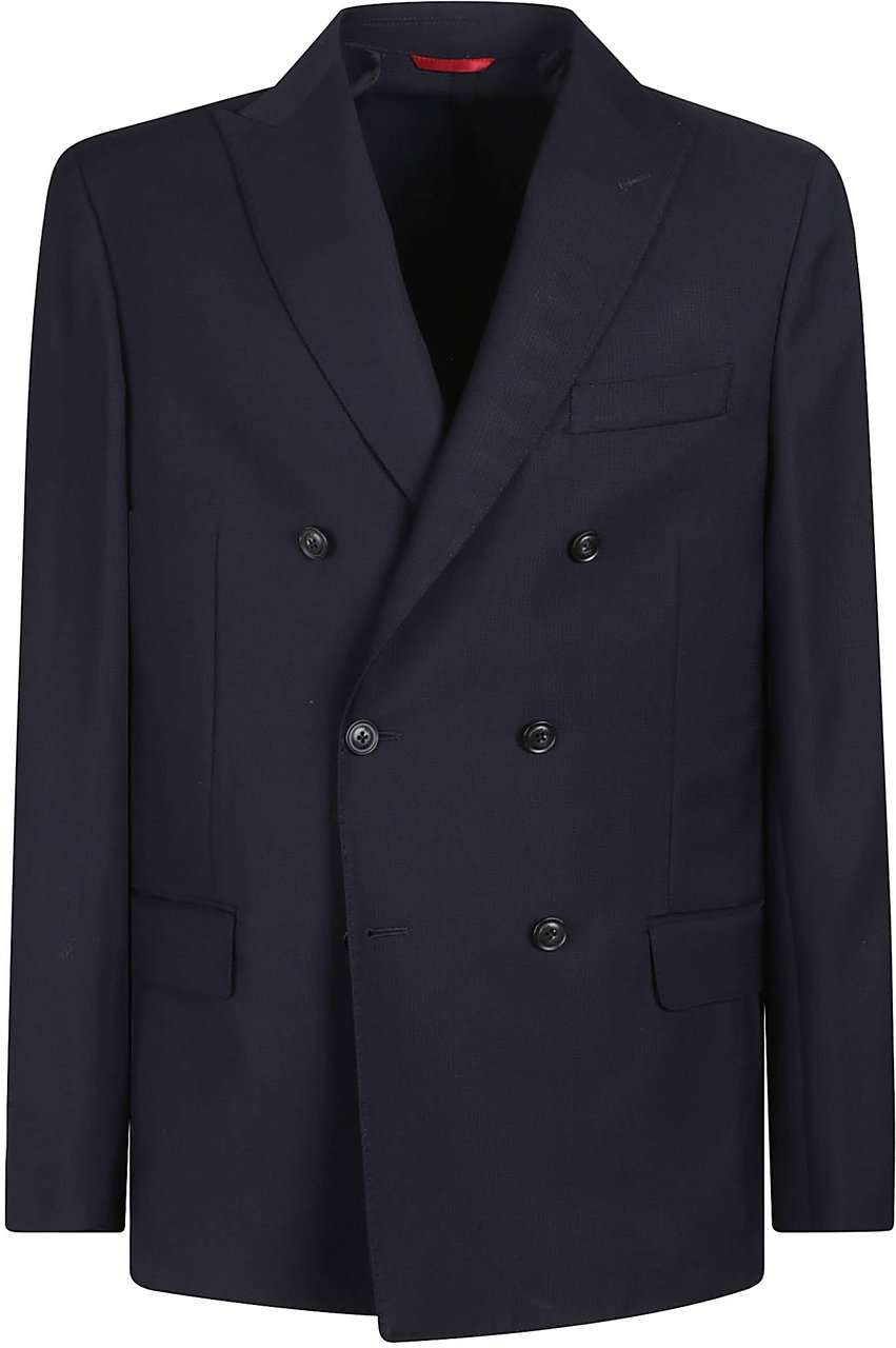Fay Deconstructed Double-breasted Jacket Blue Blauw