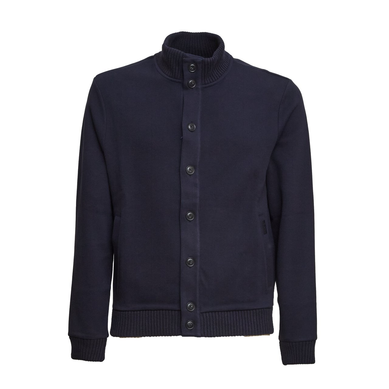 Fay Piquet Cotton Collared Cardigan Zwart