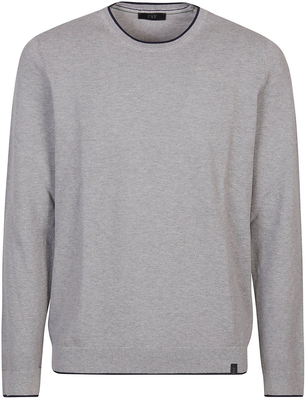 Fay Round Neck Piquet Sweater Grey Grijs