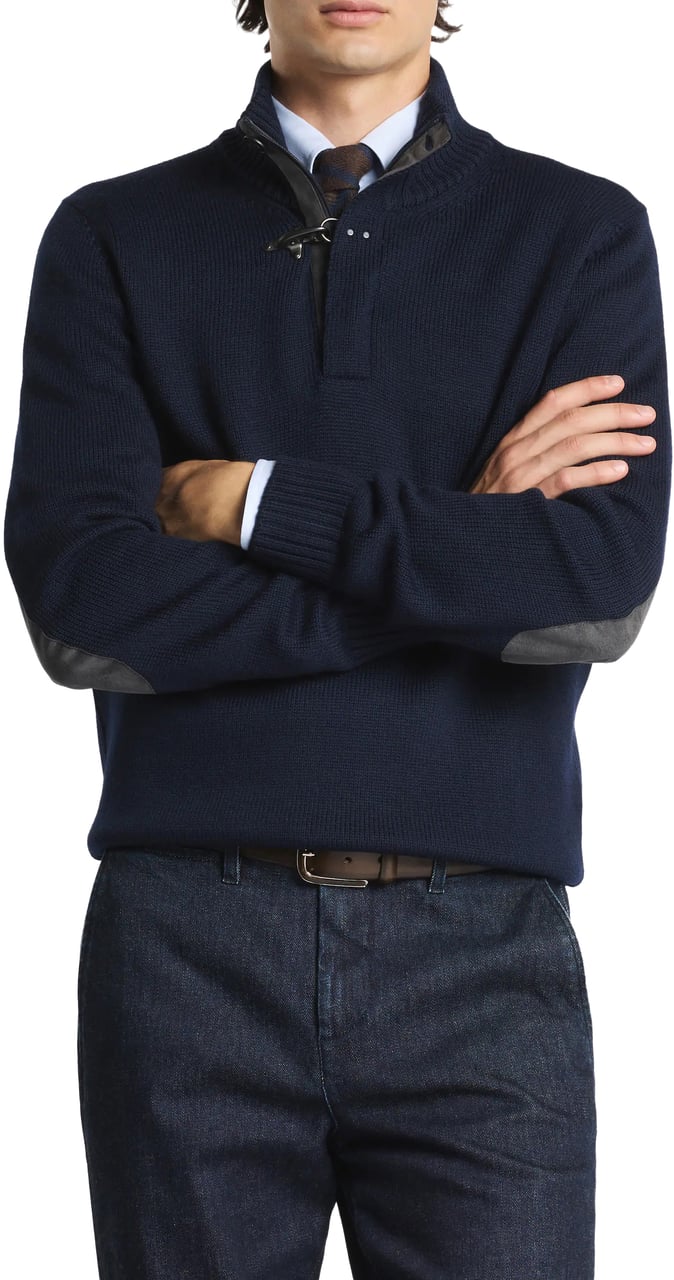 Fay Sweaters Blu Denim Grigio Blauw