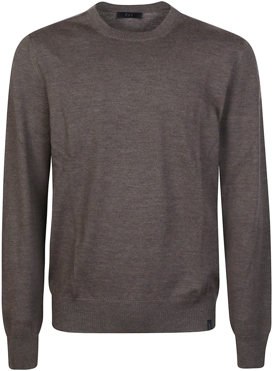 Fay Round Neck Sweater Brown Bruin